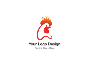 Creative chicken fire flame logo design