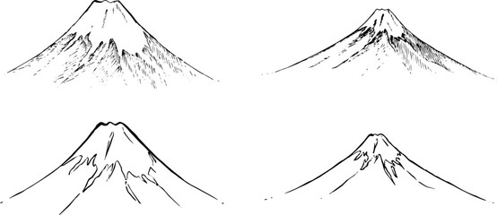 ペンで描いた富士山のイラスト
