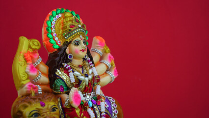 Navaratri Godess Durga idol. Durga Puja is biggest religious festival of Hinduism and is now...