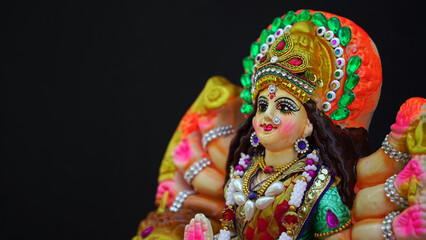 Navaratri Godess Durga idol. Durga Puja is biggest religious festival of Hinduism and is now...