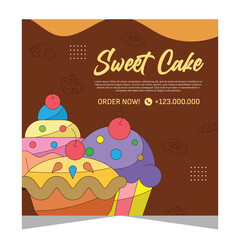 Cupcake square flayer template or social media post