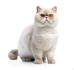 shorthair cat with white fur isolated on white 