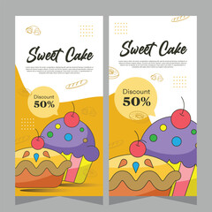 Vertical template banner of cupcakes in vector design