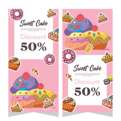 Sweet bakery vertical banner template or history social media in vector