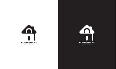 House padlock logo, vector graphic design