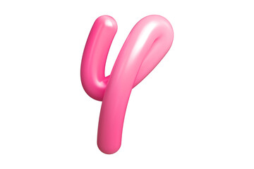 3D Curly lettering letter Y in pink. Graphic resource suitable for prints, artworks, mood boards and web advertisings. High quality 3D rendering.