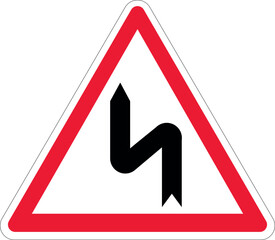 Panneau routier Succession de virages dont le 1er est à droite - A1c  © Liv
