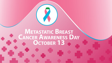 Metastatic Breast Cancer Awareness Day vector banner design with geometric shapes and vibrant colors on a horizontal background. Happy Metastatic Breast Cancer Awareness Day modern minimal poster.
