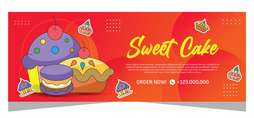 Sweet bakery banner template for social media or print template in vector file