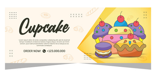 Sweet bakery banner template for social media or print template in vector file