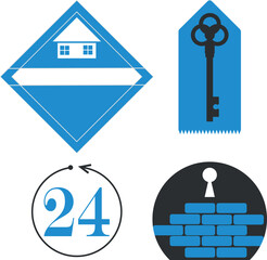 The icons for hotel, bus stops, round-the-clock work
