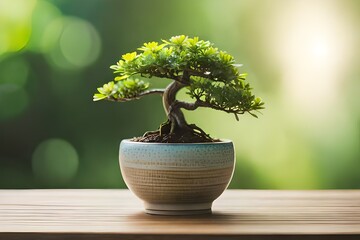 beautiful mini bonsai water jasmine growing in the ..