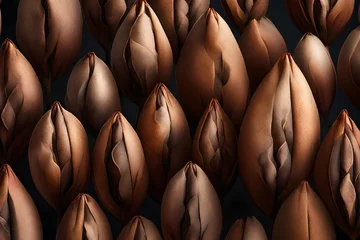 Wandaufkleber Render a close-up of a magnolia seed with its velvety outer covering © Izhar