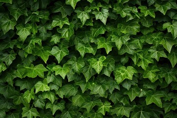Lush greenery. Nature wall art. Botanical beauty. Closeup of fresh leaves. Summer serenity. Ivy covered garden. Organic elegance. Vibrant flora