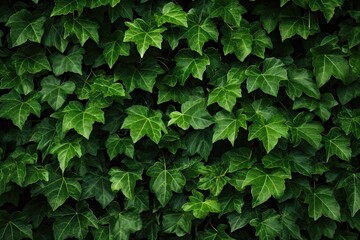 Fototapeta na wymiar Lush greenery. Nature wall art. Botanical beauty. Closeup of fresh leaves. Summer serenity. Ivy covered garden. Organic elegance. Vibrant flora