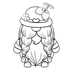 Digital paint strawberry gnomes isolated on white background. 