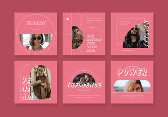 Pink and White Social Media Layout With Modern Design Style