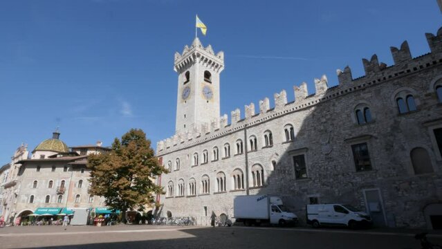 Trento, Italy, view of the Palazzo pretorio and the civic tower
