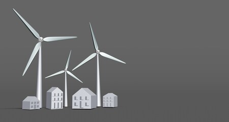 Energy turbine 3d rendering in clear background or isolated with pastel color. 