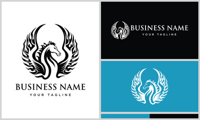 arabian horse phoenix logo template
