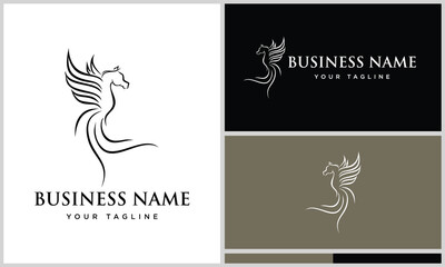 Fototapeta na wymiar arabian horse phoenix logo template
