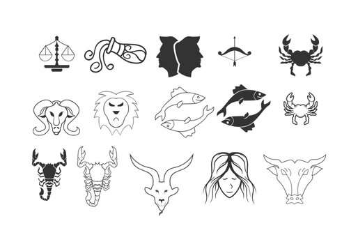 Set Of Animals Zodiac Astrological Signs