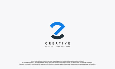 Abstract Initial Letter Z rounded Logo design. Blue Light circular isolated on White Background. Usable for Business and Branding Logos. Flat Vector Logo Design Template Element.