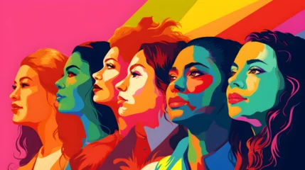 Foto op Canvas Illustration of female empowerment , Female power , diversity, strong girl concept , international woman day.  © John