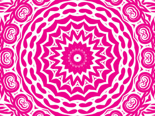 Pink and white caleidoscope gradient flower art pattern of indonesian batik ethnic dayak ornament 
