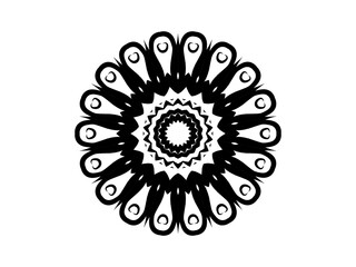Black and white caleidoscope gradient flower art pattern of indonesian batik ethnic dayak ornament 