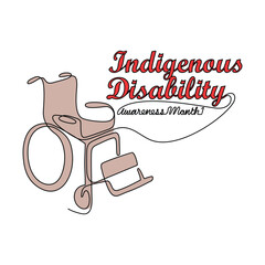 One continuous line drawing of indigenous disability awareness month. indigenous disability awareness month in simple linear style illustration. Suitable for greeting card, poster and banner.