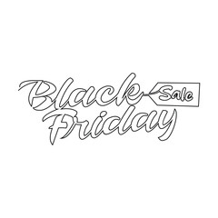 One continuous line drawing of Black Friday Sale. Black Friday Sale in simple linear style illustration. Shopping season design concept vector. Suitable for greeting card, poster and banner.