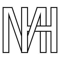 Logo sign mh hm icon double letters logotype m h