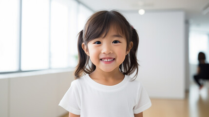幼い日本人の女の子の笑顔のポートレート
