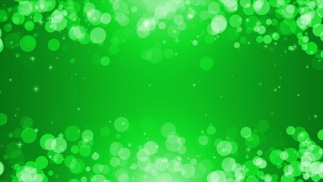 Green particle bokeh abstract background. Elegant green abstract background. Seamless loop