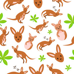 Kangaroo Seamless Pattern
