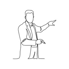 One continuous line drawing of Teacher profession with white background. Teacher profession design concept in simple linear style. Teacher profession design concept vector illustration.