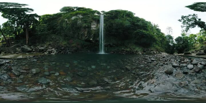 Katibawasan Falls with clear water in Camiguin Island, Philippines. VR 360.