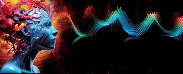 Tuinposter Brainwaves are patterns of activity generated by the brain. They can be categorized into different frequencies, each associated with specific mental states and functions © Vallabh soni