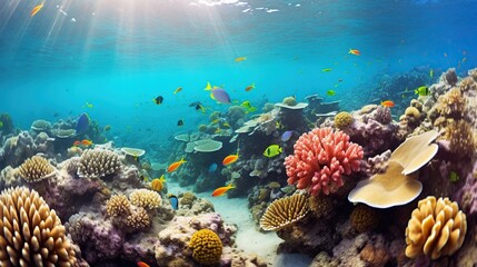 Coral reef under the sea. Sea world under water background