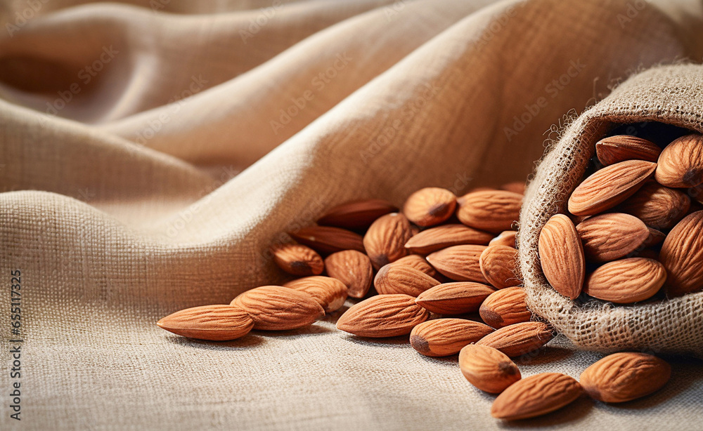 Wall mural Almond nuts on the table. - Wall murals