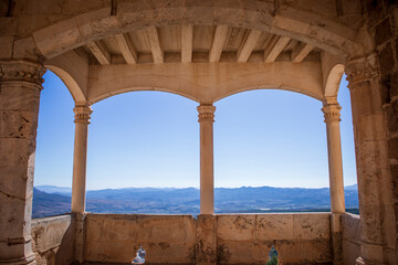 Renaissance balconies of the Vélez-Blanco castle, Almería, Andalusia, Spain, with nice daylight