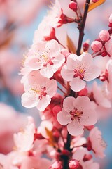 A detailed look at the cherry blossom blooms.