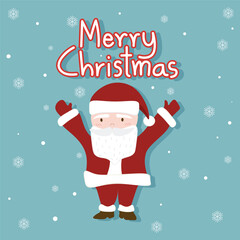 Vector illustration of cute Santa Clause cartoon with Merry Christmas concept over snowflake background