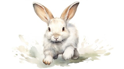 Obraz premium watercolour paintings of white cute rabbit isolated on white background