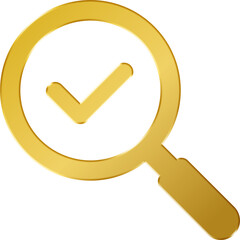 3D Gold Check Mark In Magnifying Search Icon

