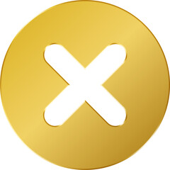 Fototapeta premium 3D Gold Close Cross Icon 