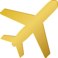 Fototapeta premium 3D Gold Flying Plane Icon 