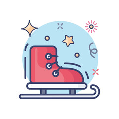 Skating Shoes Christmas Outline Color icon