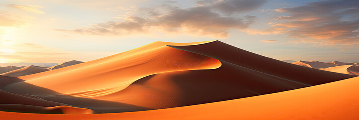 Fototapeta na wymiar Soothing Curvy desert banner, Saharan landscape 
